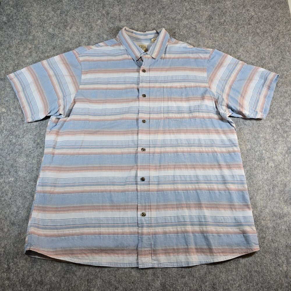 Red Head Brand Co Men's Size 2XL Short Sleeve Button Up Blue Stripes Pocket